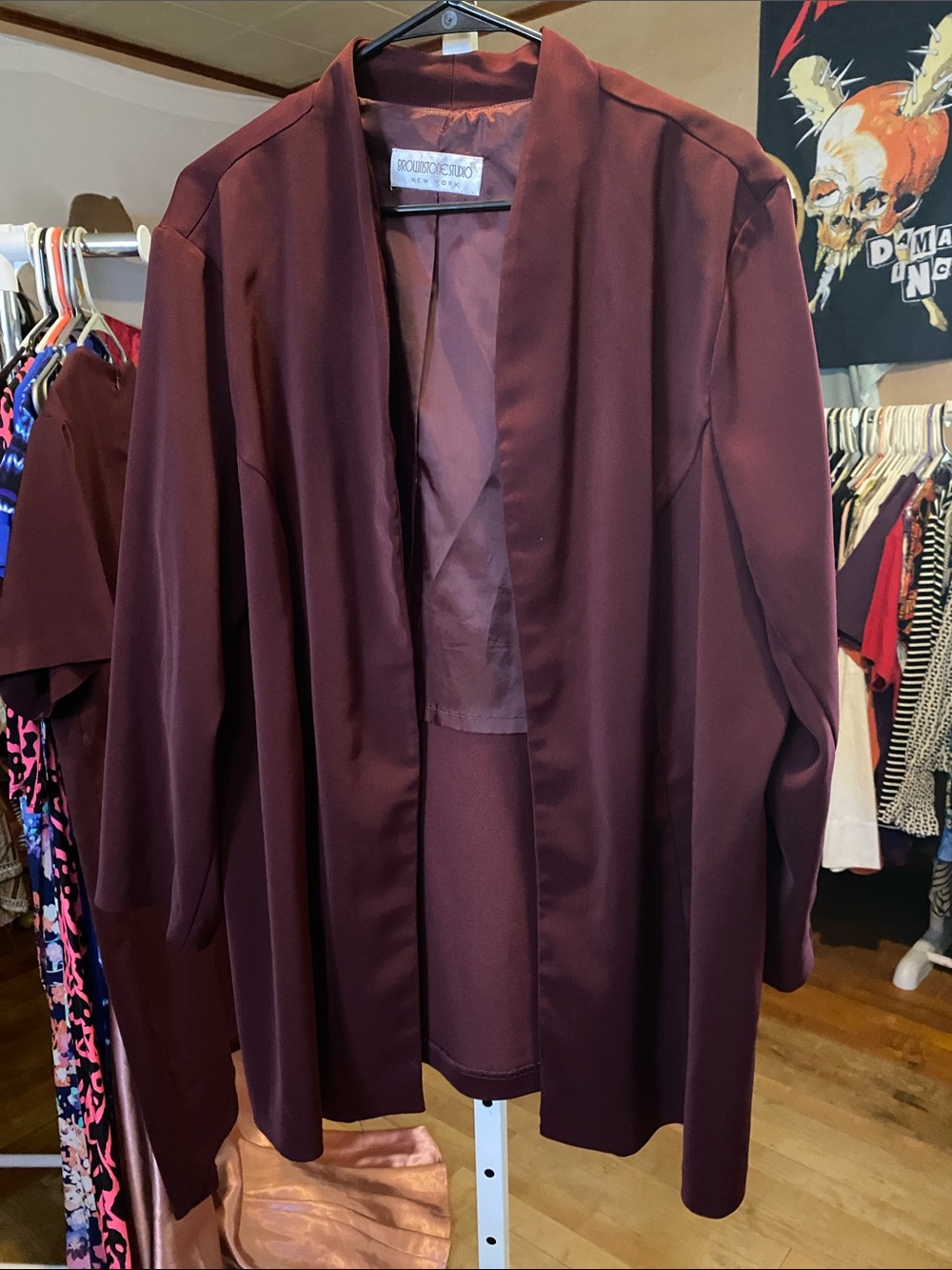 Brownstone studio Open-Front Burgundy Blazer Jacket for Women